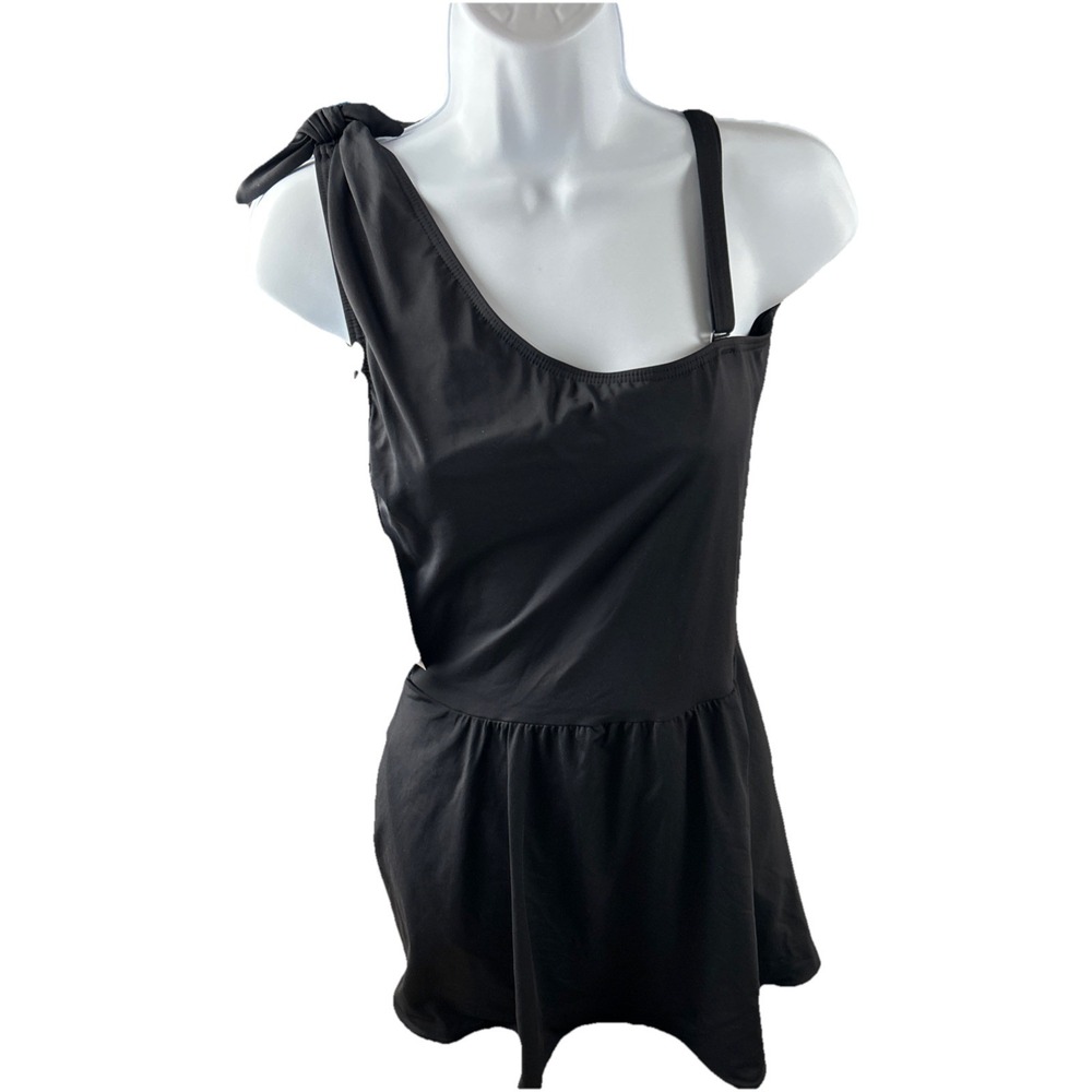 Coco Reef Contours Women's Swimsuit 14/38D Black Sarong One Shoulder Swimming